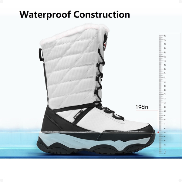 Women's Mid-Calf Waterproof Snow Boots - WHITE - 2