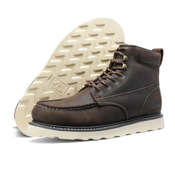 Men's Moc Toe Work Boots - BROWN - 2