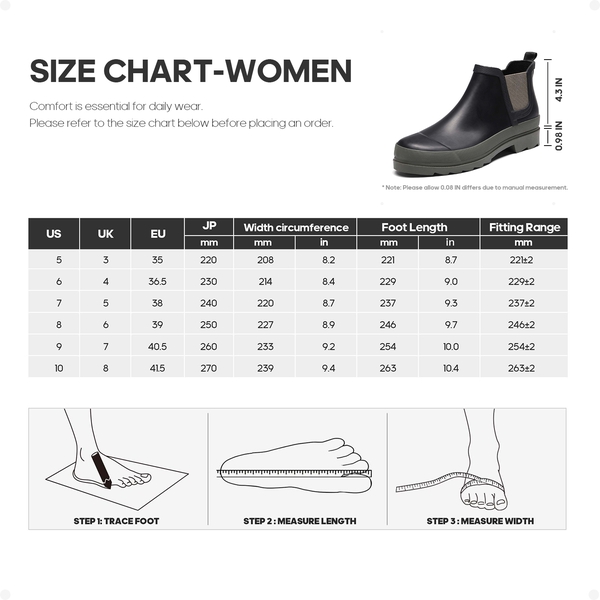 Women's Short Waterproof Rain Boots  - BLACK-ARMY-GREEN - 5