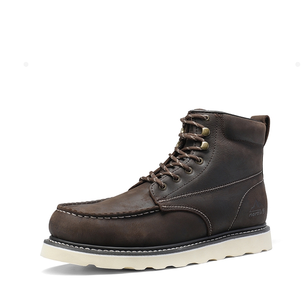 Men's Moc Toe Work Boots - BROWN -  0