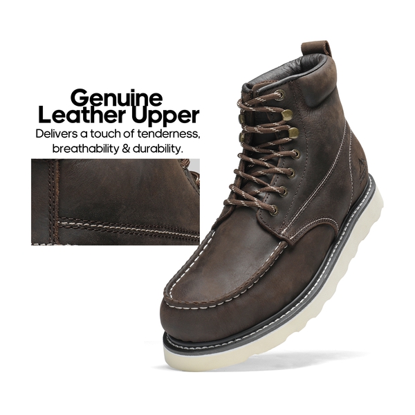 Men's Moc Toe Work Boots - BROWN - 3