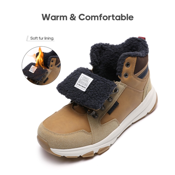 Men's winter shoes Warm lined snow boots  - BROWN - 2