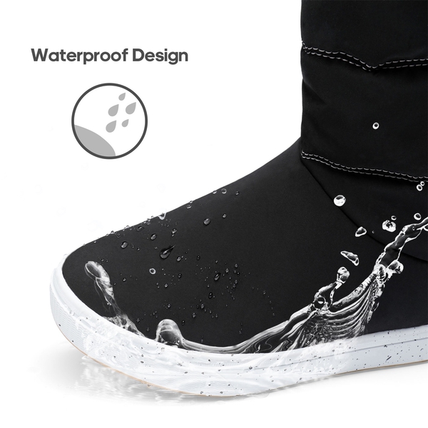 Women's Mid-Calf Water Resistant Winter Boots - BLACK - 2