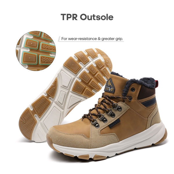 Men's winter shoes Warm lined snow boots  - BROWN - 5