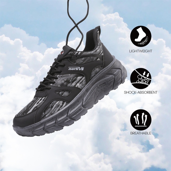 Men's Lightweight Walking Sneakers - BLACK - 2