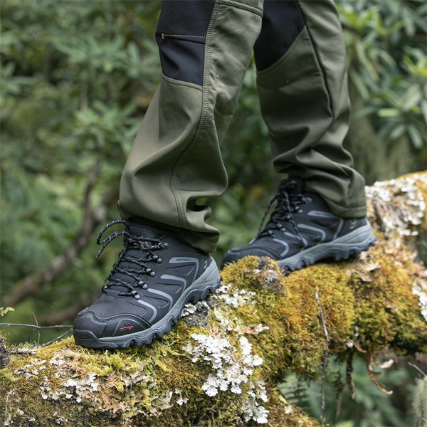Men's Outdoor Non-Slip Hiking Boots - BLACK-DARK-GREY - 5