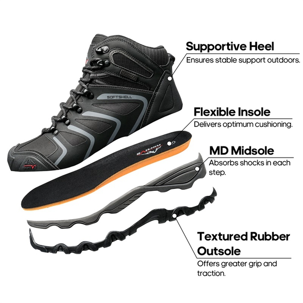 Men's Outdoor Non-Slip Hiking Boots - BLACK-DARK-GREY - 3