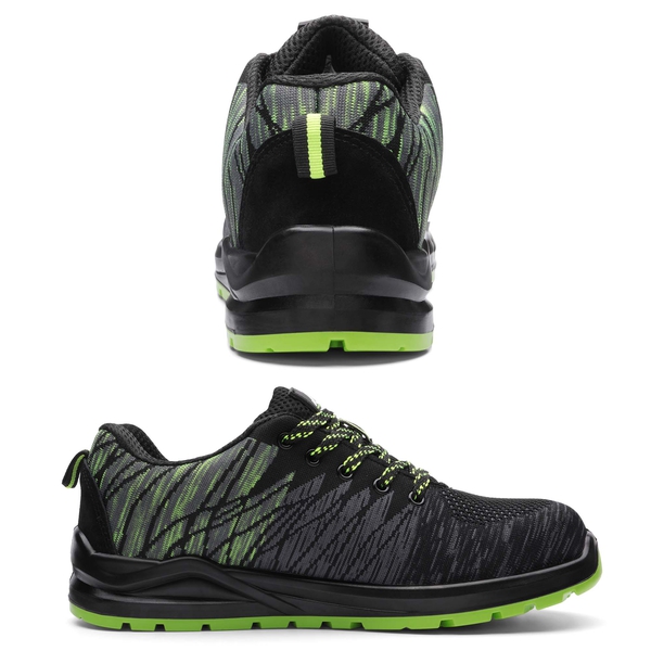 Men's Non-Slip Work Shoes - BLACK-GREEN - 5