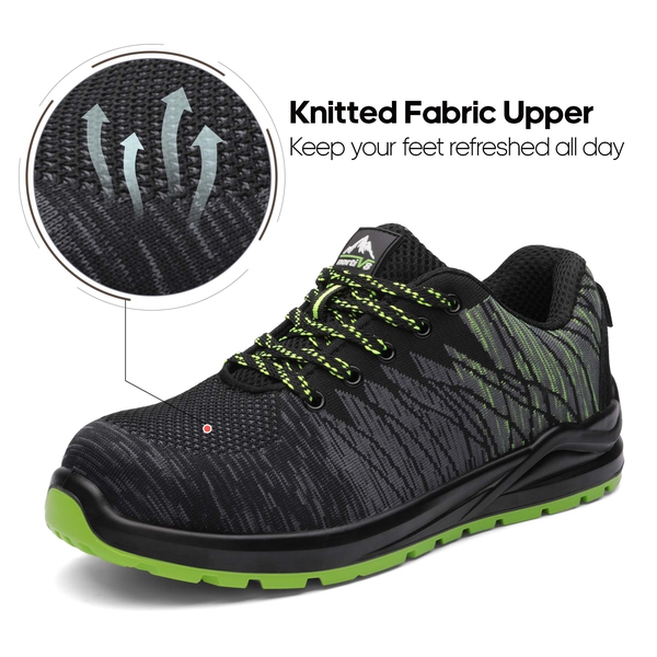 Men's Non-Slip Work Shoes - BLACK-GREEN - 3