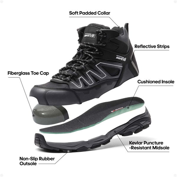 Men's Industrial Safety Work Boots - GREY-BLACK - 2