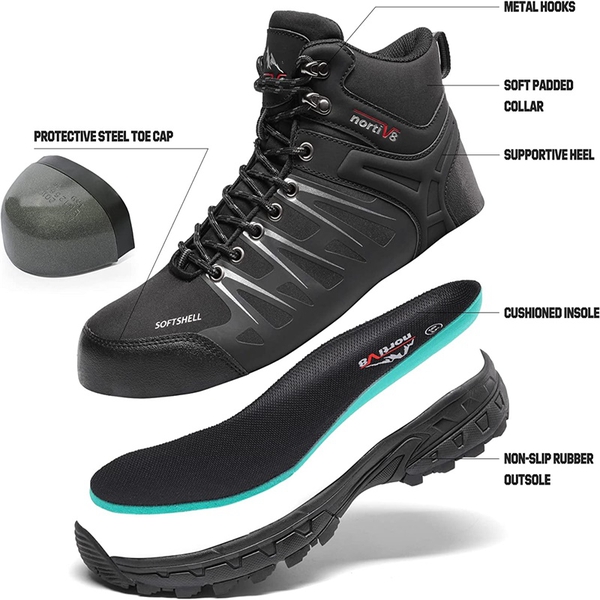 Men's Waterproof Steel-Toe Safety Boots  - BLACK - 2