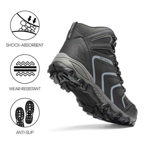Men's Outdoor Non-Slip Hiking Boots - BLACK-DARK-GREY - 4