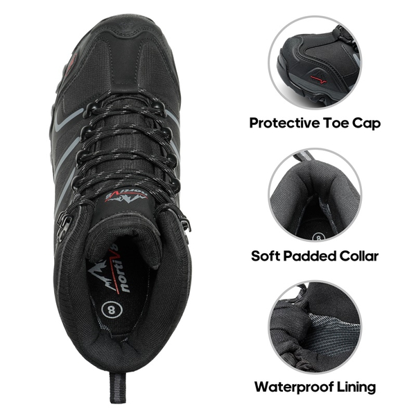 Men's Outdoor Non-Slip Hiking Boots - BLACK-DARK-GREY - 2