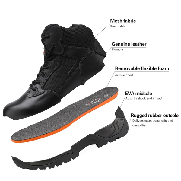 Men's Military Tactical Wide Work Boots【Wide Fit】 - BLACK - 4