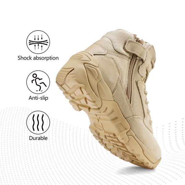 Men's Military Tactical Wide Work Boots【Wide Fit】 - SAND - 5