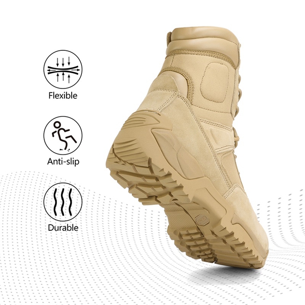 Men's Tactical Combat Work Boots【Wide Fit】 - SAND - 4