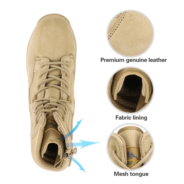 Men's Tactical Combat Work Boots【Wide Fit】 - SAND - 2