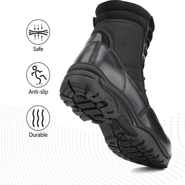 Men's Wide Steel Toe Safety Work Boots【Wide Fit】 - BLACK - 4