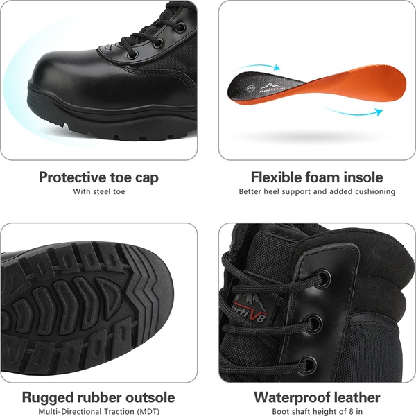 Men's Wide Steel Toe Safety Work Boots【Wide Fit】 - BLACK - 2