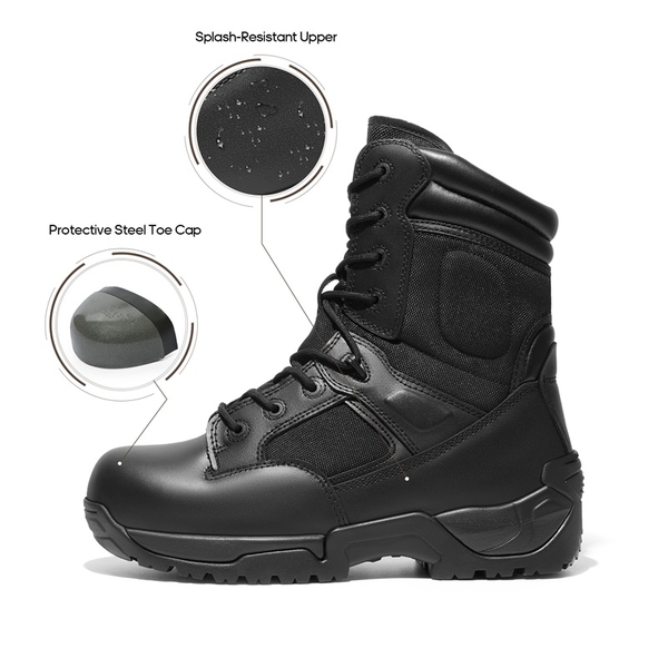 Men's Safety Steel Toe Work Boots - BLACK - 1