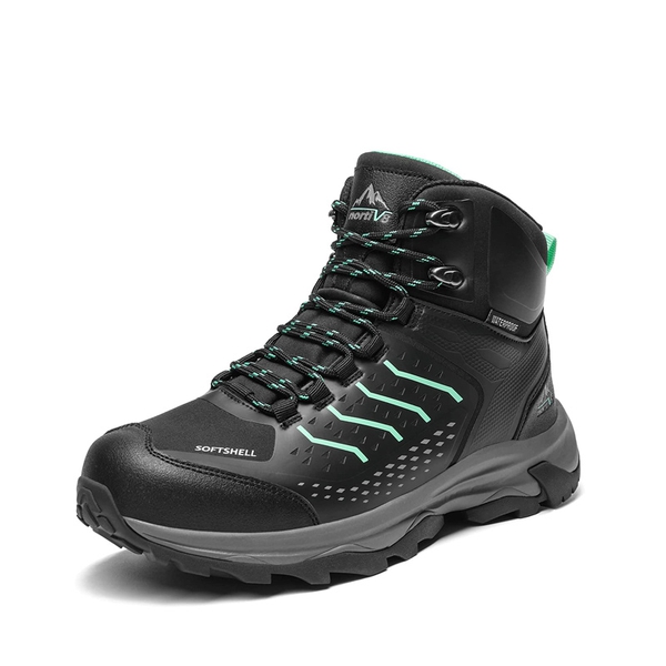 Women's Waterproof Winter Hiking Boots - BLACK-CYAN -  0