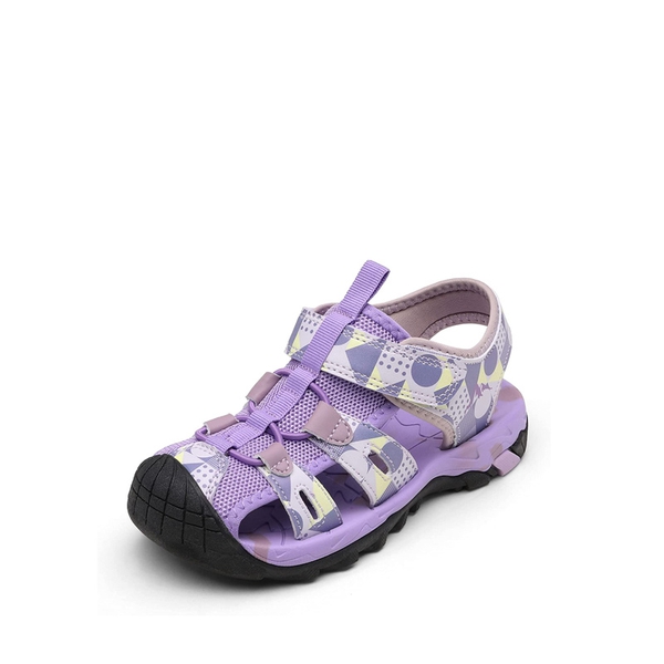 Kids Closed Toe Lightweight Athletic Sandals - PURPLE WHITE GREEN -  0