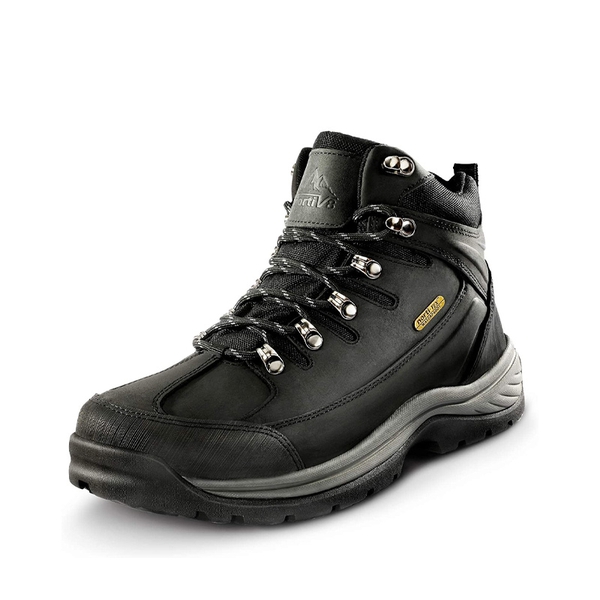 Men's Waterproof Leather Hiking Boots - BLACK -  0