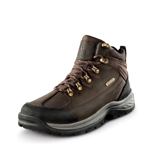 Men's Waterproof Leather Hiking Boots - BROWN -  0