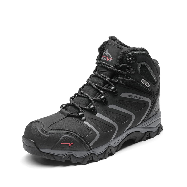[Armadillo Series] Men's & Women's Warm Waterproof Hiking Boots - BLACK-GREY -  0