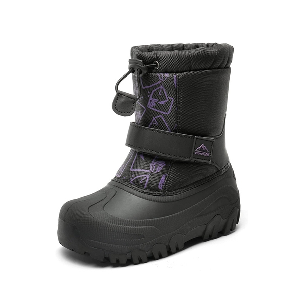 Kids Waterpproof Winter Snow Boots - BLACK PURPLE -  0