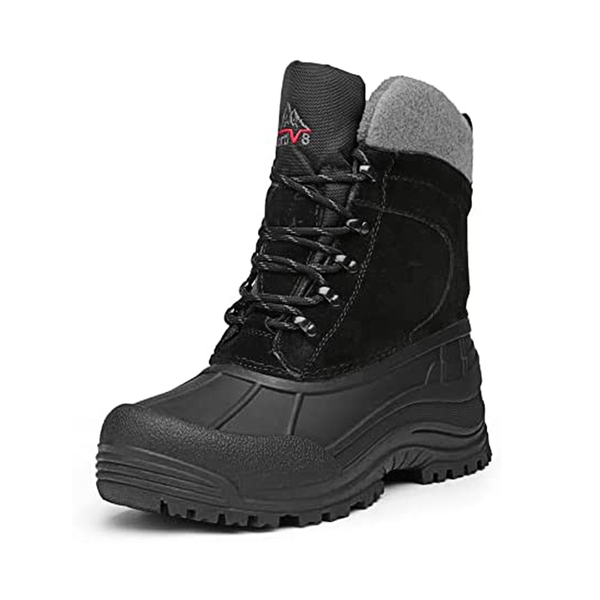 Men's Fur Lined Waterproof Snow Boots - BLACK -  0