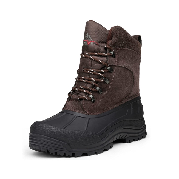 Men's Fur Lined Waterproof Snow Boots - BROWN -  0
