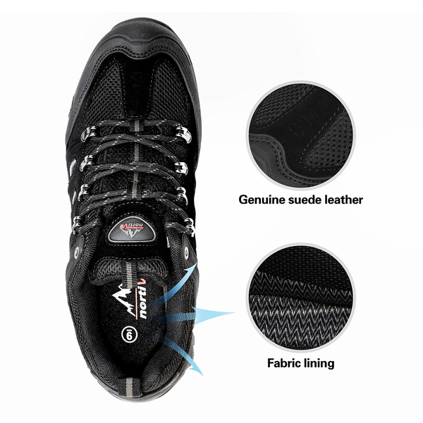 Men's Low-Top Waterproof Hiking Shoes【Wide Fit】 - BLACK-GREY - 2