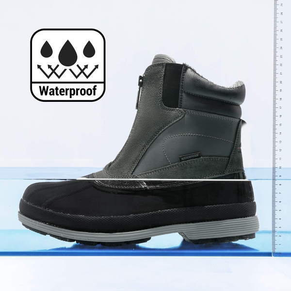Men's Insulated Waterproof Winter Boots 【Wide Fit】 - GREY-BLACK - 3