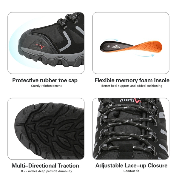 [Armadillo Series] Unisex Wide Toe Waterproof Hiking Shoes【Wide Fit】 - BLACK-DARK-GREY - 3