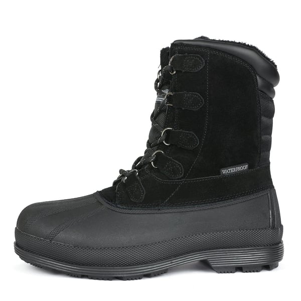 Men's Suede Waterproof Snow Boots【Wide Fit】 - BLACK - 1