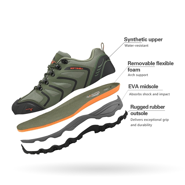 [Armadillo Series] Unisex Wide Toe Waterproof Hiking Shoes【Wide Fit】 - ARMY-GREEN-BLACK-ORANGE - 3
