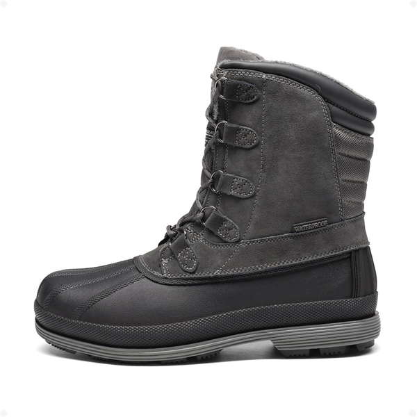 Men's Suede Waterproof Snow Boots【Wide Fit】 - GREY-BLACK - 2