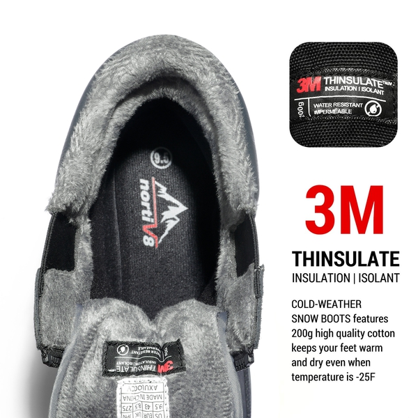 Men's Insulated Waterproof Winter Boots 【Wide Fit】 - GREY-BLACK - 2
