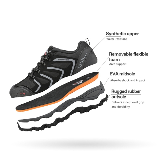[Armadillo Series] Unisex Wide Toe Waterproof Hiking Shoes【Wide Fit】 - BLACK-DARK-GREY - 4
