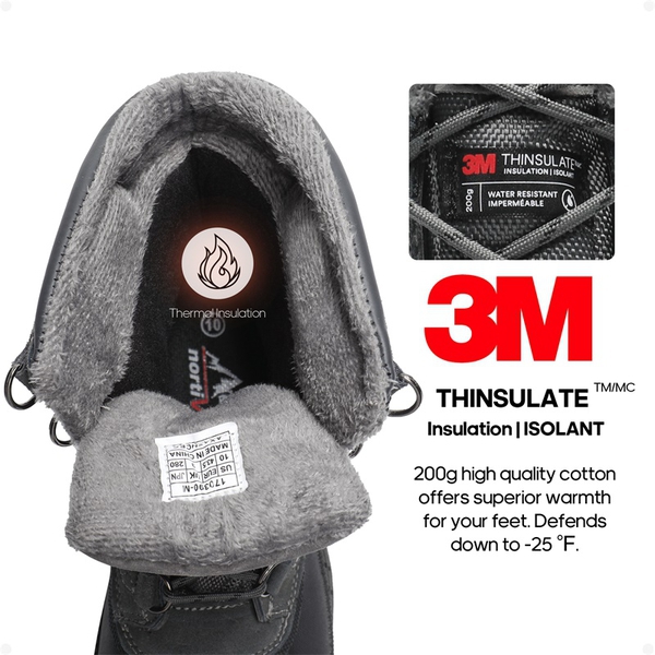 Men's Suede Waterproof Snow Boots【Wide Fit】 - GREY-BLACK - 1