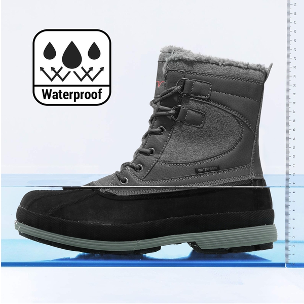 Men's Waterproof Insulated Snow Boots【Wide Fit】 - GREY-BLACK - 4