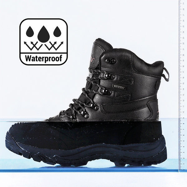 Men's Waterproof Thinsulate Fur Snow Boots【Wide Fit】 - BLACK - 4