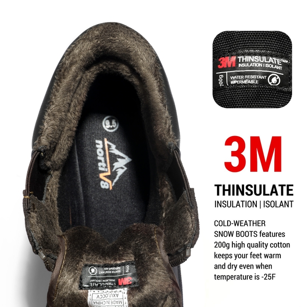 Men's Insulated Waterproof Winter Boots 【Wide Fit】 - BROWN-BLACK - 1