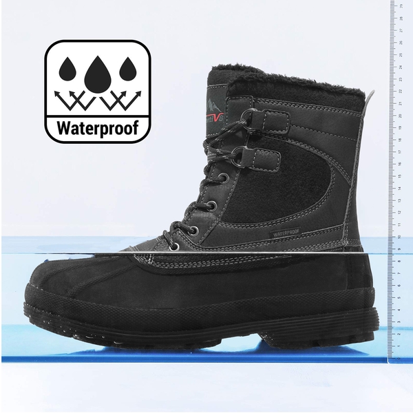 Men's Waterproof Insulated Snow Boots【Wide Fit】 - BLACK - 4