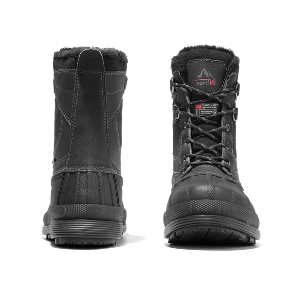 Men's Waterproof Insulated Snow Boots【Wide Fit】 - BLACK - 5