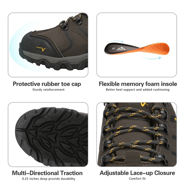 [Armadillo Series] Unisex Wide Toe Waterproof Hiking Shoes【Wide Fit】 - BROWN-BLACK-TAN - 4