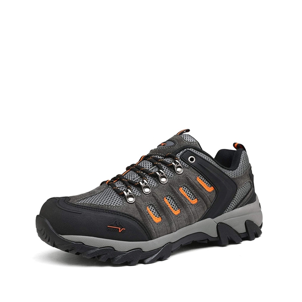 Men's Low-Top Waterproof Hiking Shoes【Wide Fit】 - BLACK-DARK-GREY-ORANGE -  0