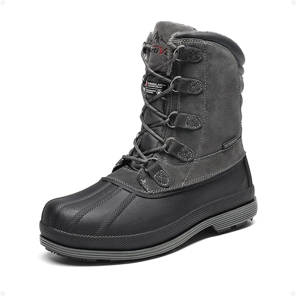 Men's Suede Waterproof Snow Boots【Wide Fit】 - GREY-BLACK -  0