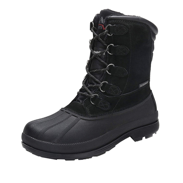 Men's Suede Waterproof Snow Boots【Wide Fit】 - BLACK -  0